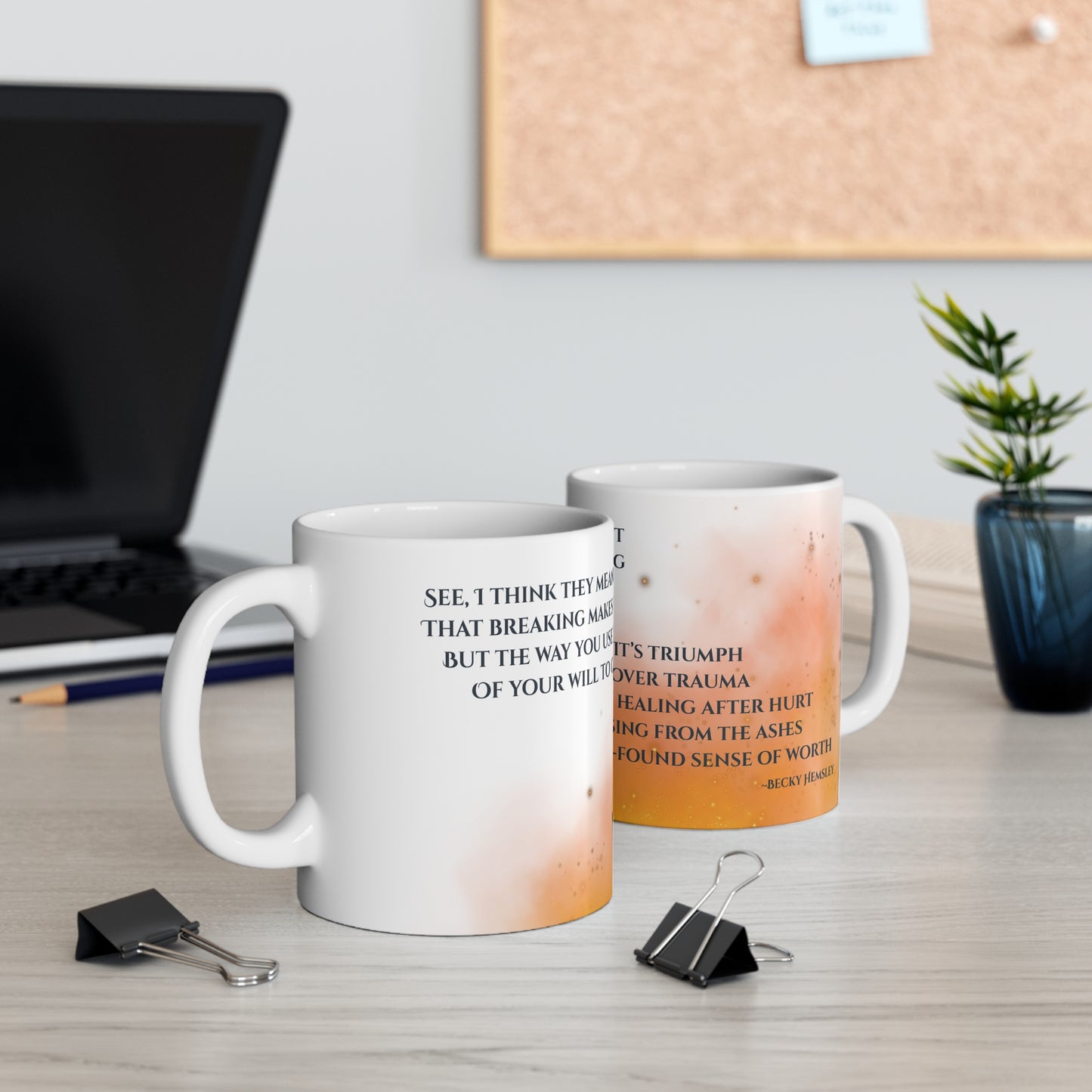 "Rising from the Ashes" Grief Journey Mug orange