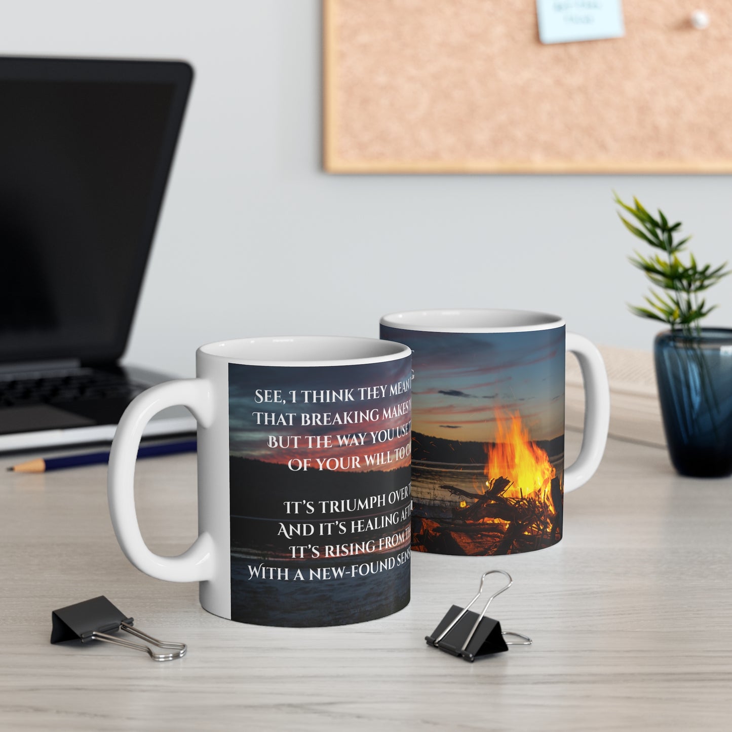 "Rising from the Ashes" Grief Journey Mug bonfire