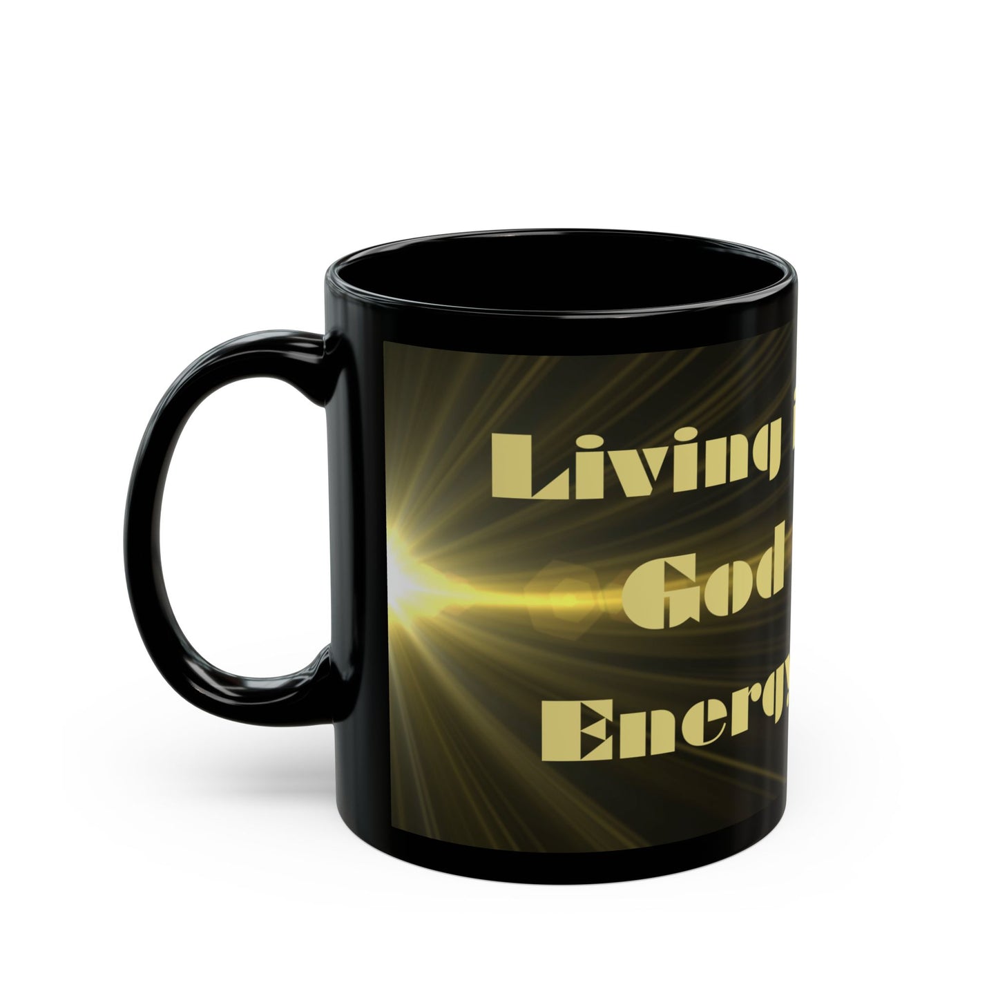 Living in God Energy – Black Mug 11 oz/15oz