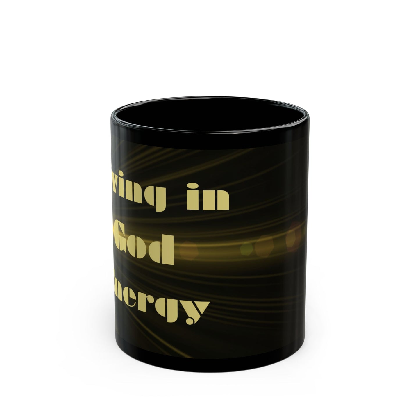 Living in God Energy – Black Mug 11 oz/15oz
