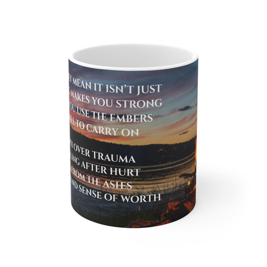 "Rising from the Ashes" Grief Journey Mug bonfire