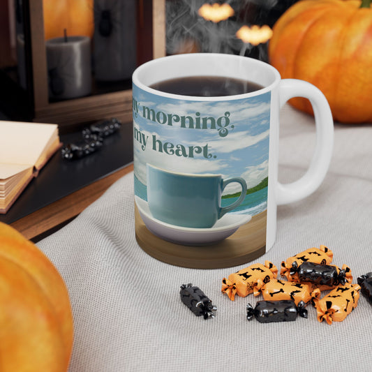 Always Part of My Morning, Always Part of My Heart Blue – Personalized Memorial Mug